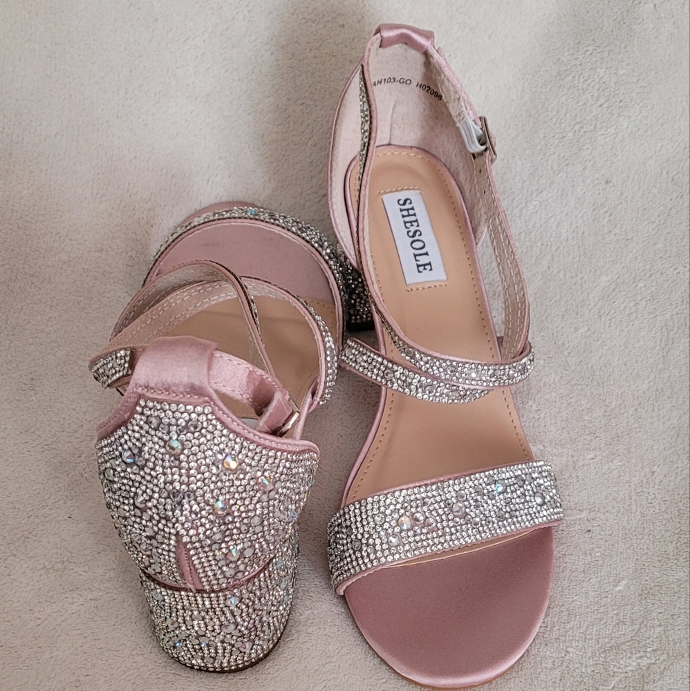 Women's Pink Rhinestone Sandals - Picture 2 of 6